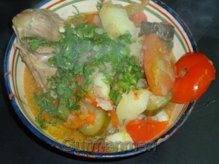 Баранина, тушенная с овощами