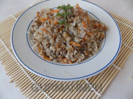 Гречка с мясом и пекинской капустой